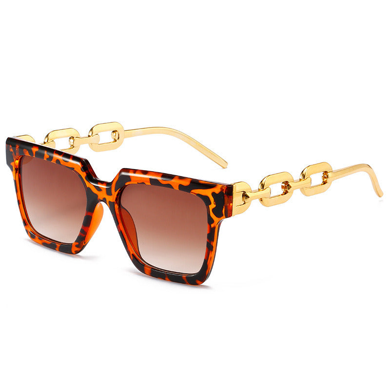 Women Sunglasses Fashion Square Sunglass Hollow Out Chain Sun Glasses Retro Men UV400 Gradients Shades Eyewear