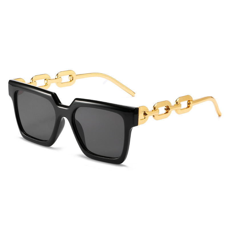 Women Sunglasses Fashion Square Sunglass Hollow Out Chain Sun Glasses Retro Men UV400 Gradients Shades Eyewear