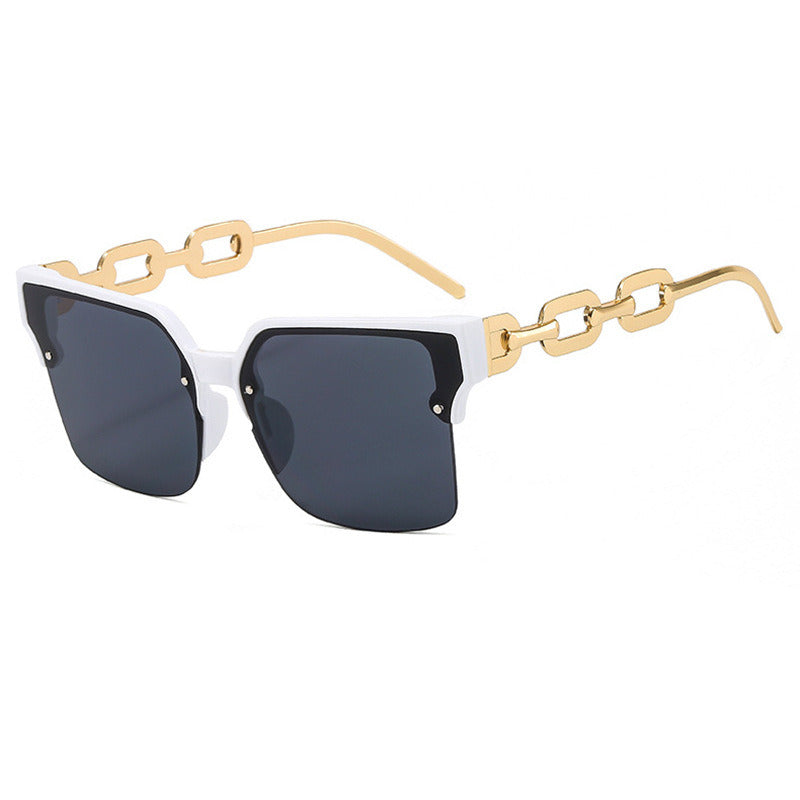 Semi-rimless Sunglasses Fashion Women Sunglass Square Sun Glasses Hollow Out Frame Retro Hip Pop UV400 Shades Eyewear