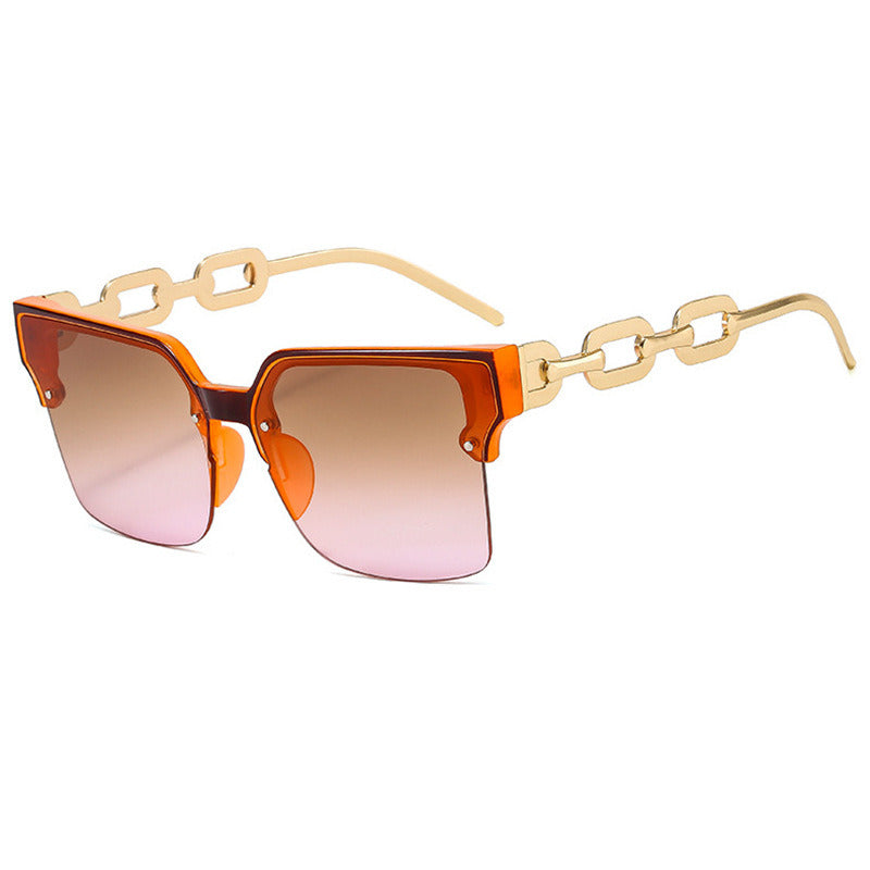 Semi-rimless Sunglasses Fashion Women Sunglass Square Sun Glasses Hollow Out Frame Retro Hip Pop UV400 Shades Eyewear