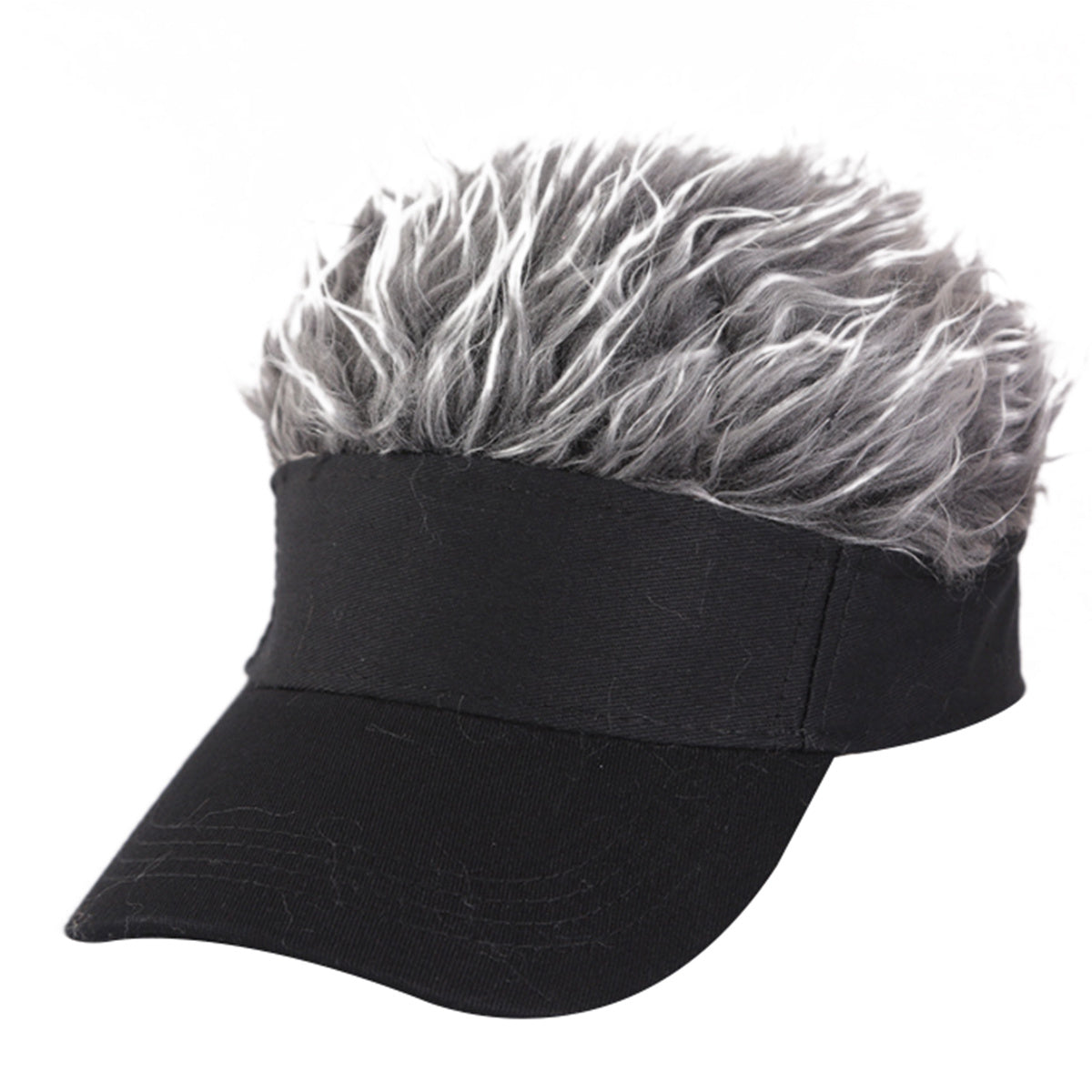 Novelty Hair Visor Cap with Peaked Wig Adjustable Baseball Hat with Hair