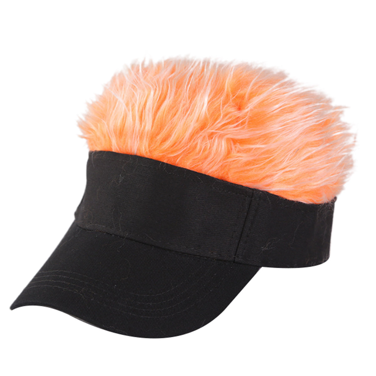 Novelty Hair Visor Cap with Peaked Wig Adjustable Baseball Hat with Hair