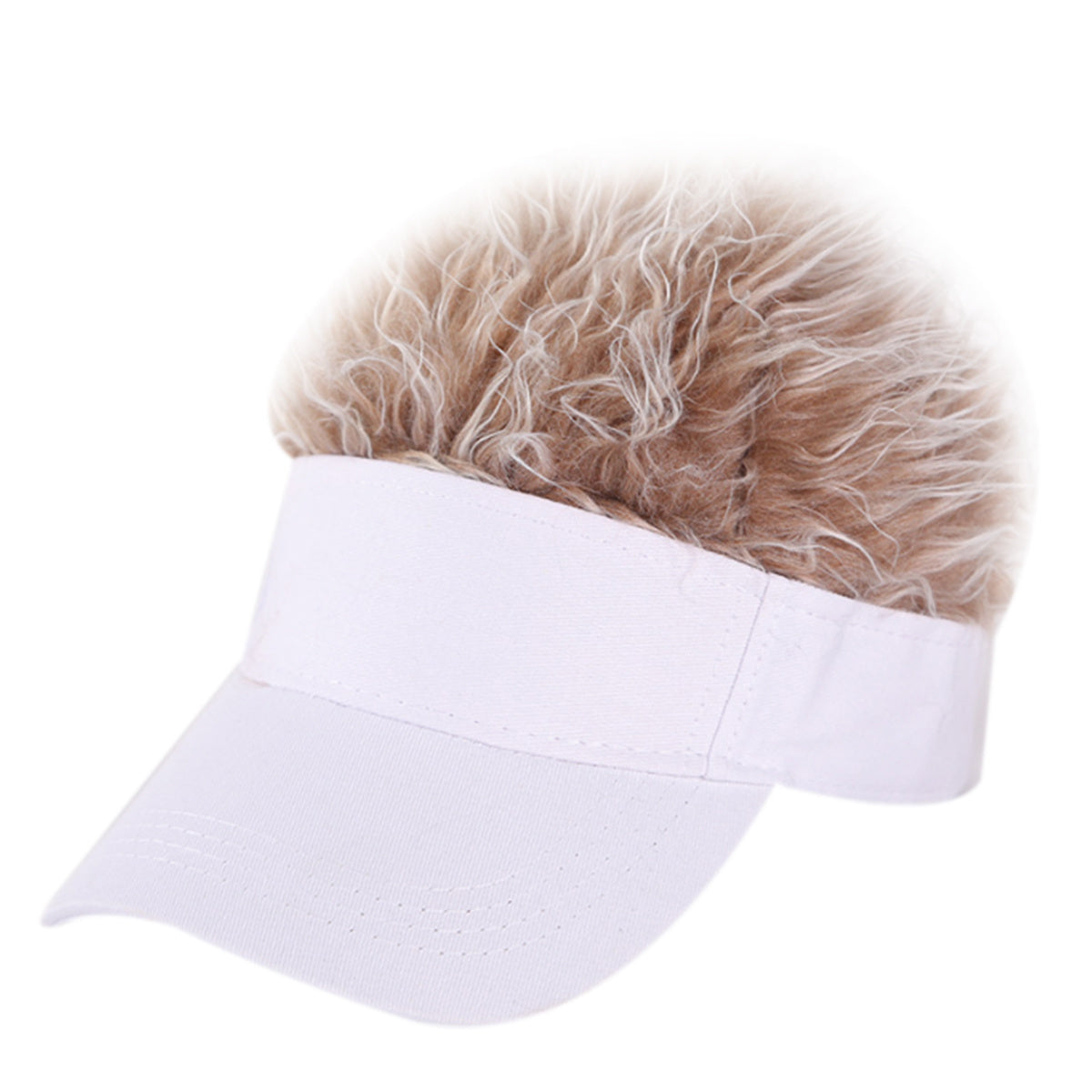 Novelty Hair Visor Cap with Peaked Wig Adjustable Baseball Hat with Hair