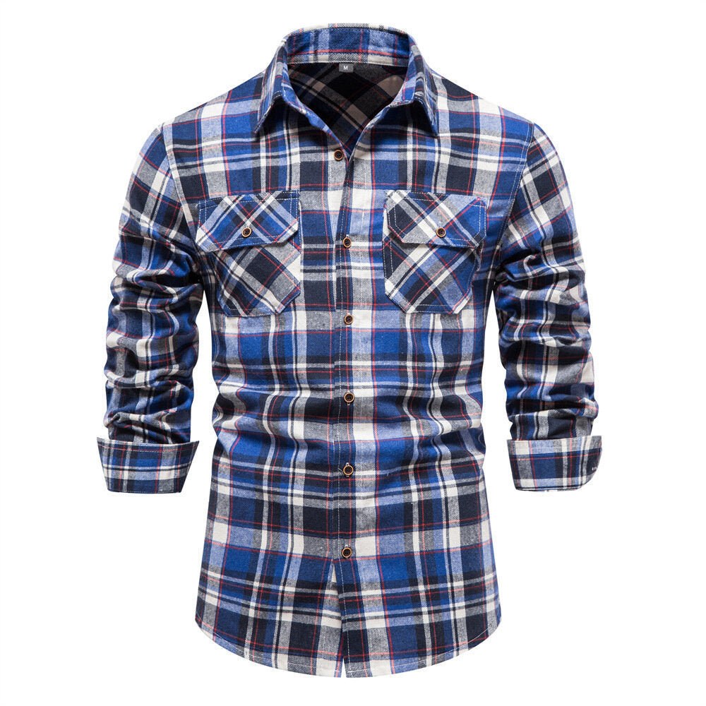 Men's Button Down Regular Fit Long Sleeve Plaid Casual Shirts