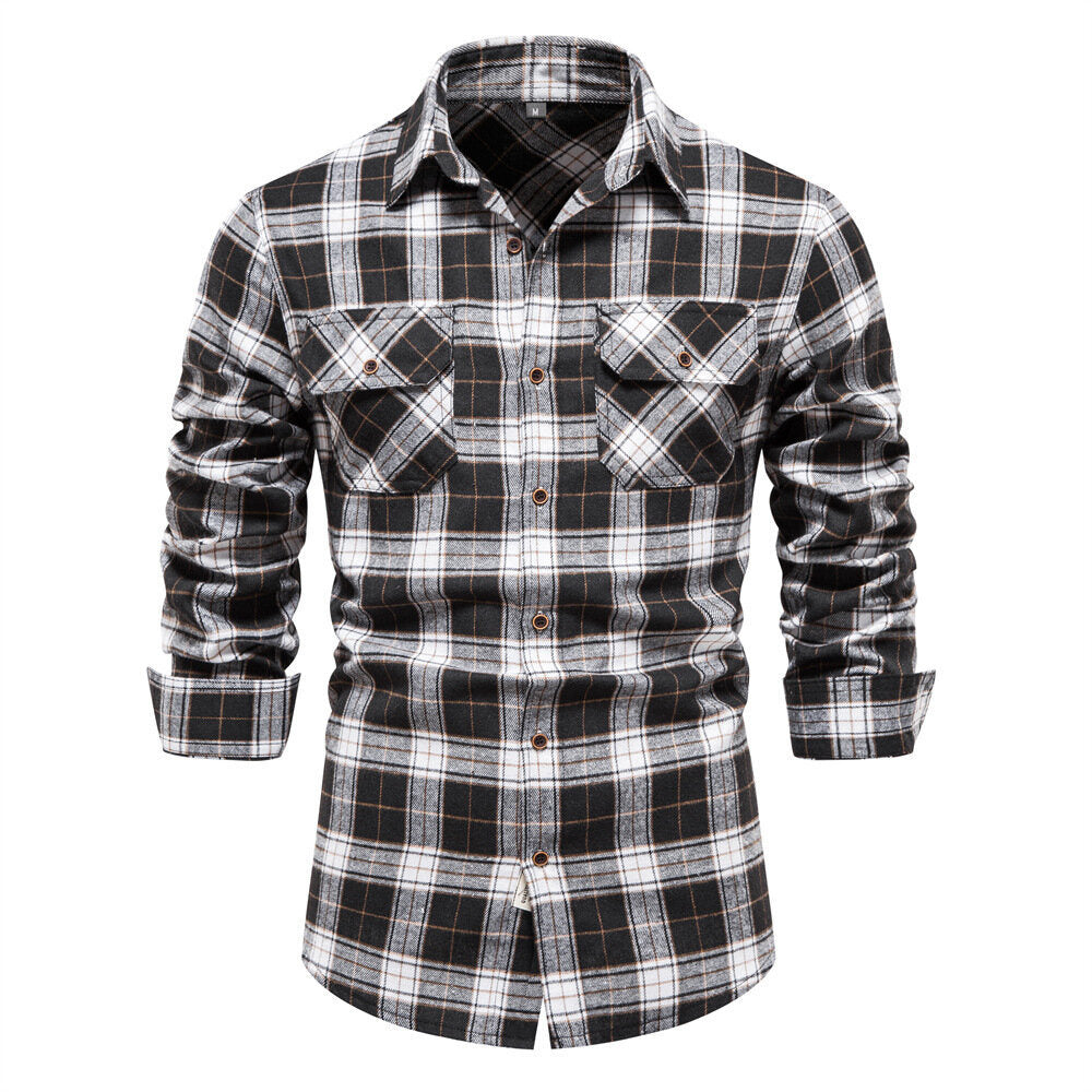 Men's Button Down Regular Fit Long Sleeve Plaid Casual Shirts