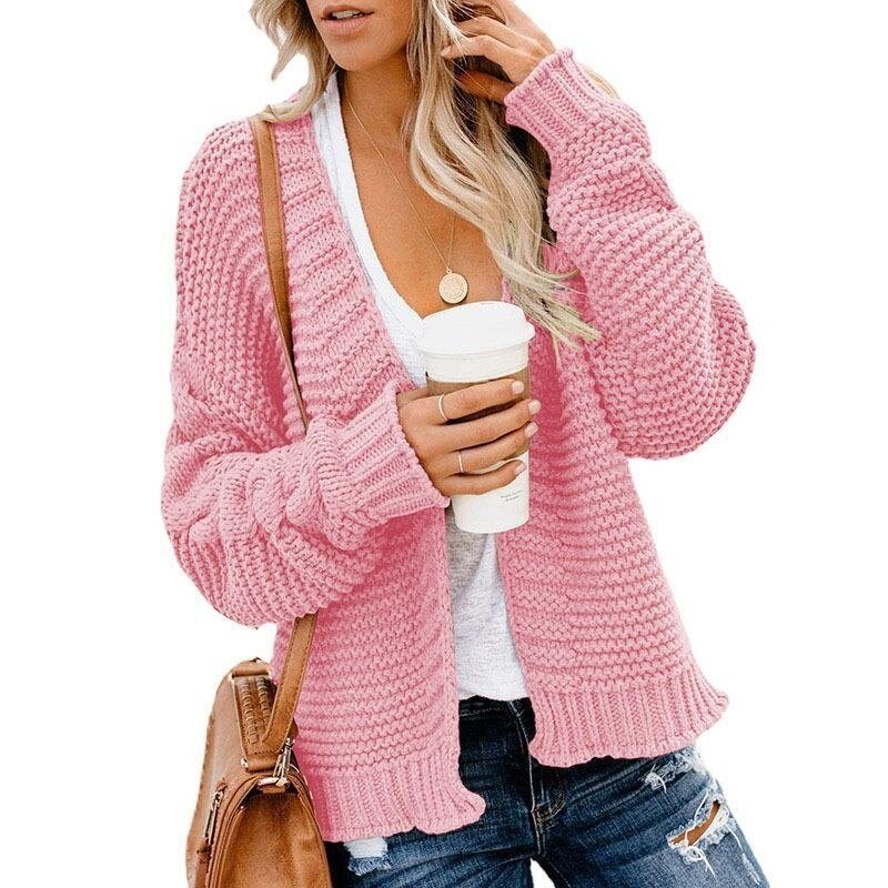 Women's Open Front Cardigan Knitted Soft Sweater Loose Coat