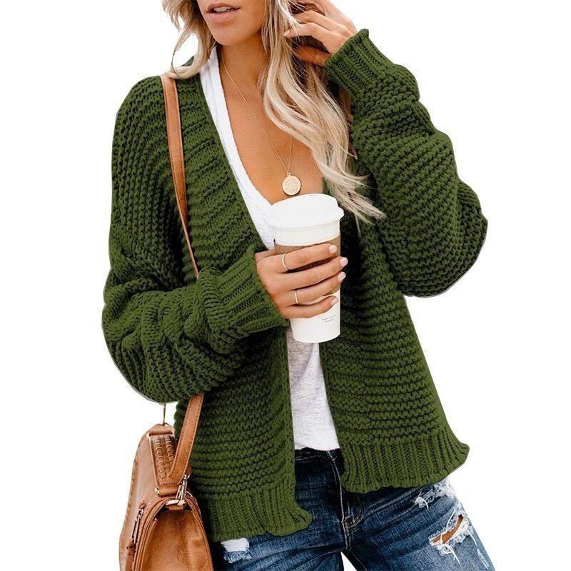 Women's Open Front Cardigan Knitted Soft Sweater Loose Coat