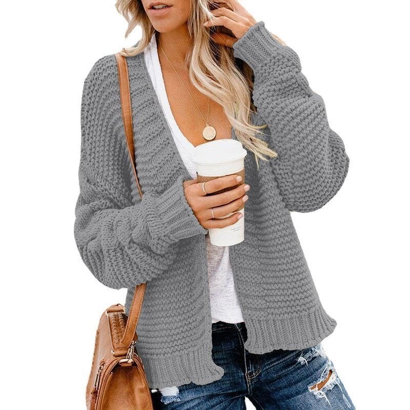 Women's Open Front Cardigan Knitted Soft Sweater Loose Coat