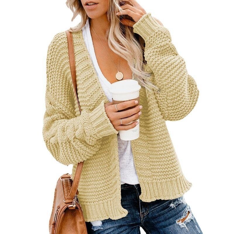 Women's Open Front Cardigan Knitted Soft Sweater Loose Coat