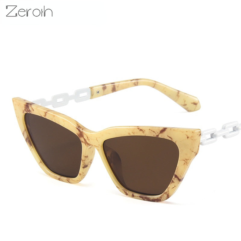 Fashion Cat Eye Sunglasses Women Hollow Out Chain Glasses Retro Sunglass Feamel Luxury Eyewear UV400 Sun Glass Leopard Shades