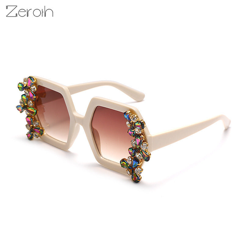 fashion Polygonal Sunglasses Women Rhinestones Glasses Retro Sunglass Men Luxury Designer Eyewear UV400 Sun Glass Gradient Shade