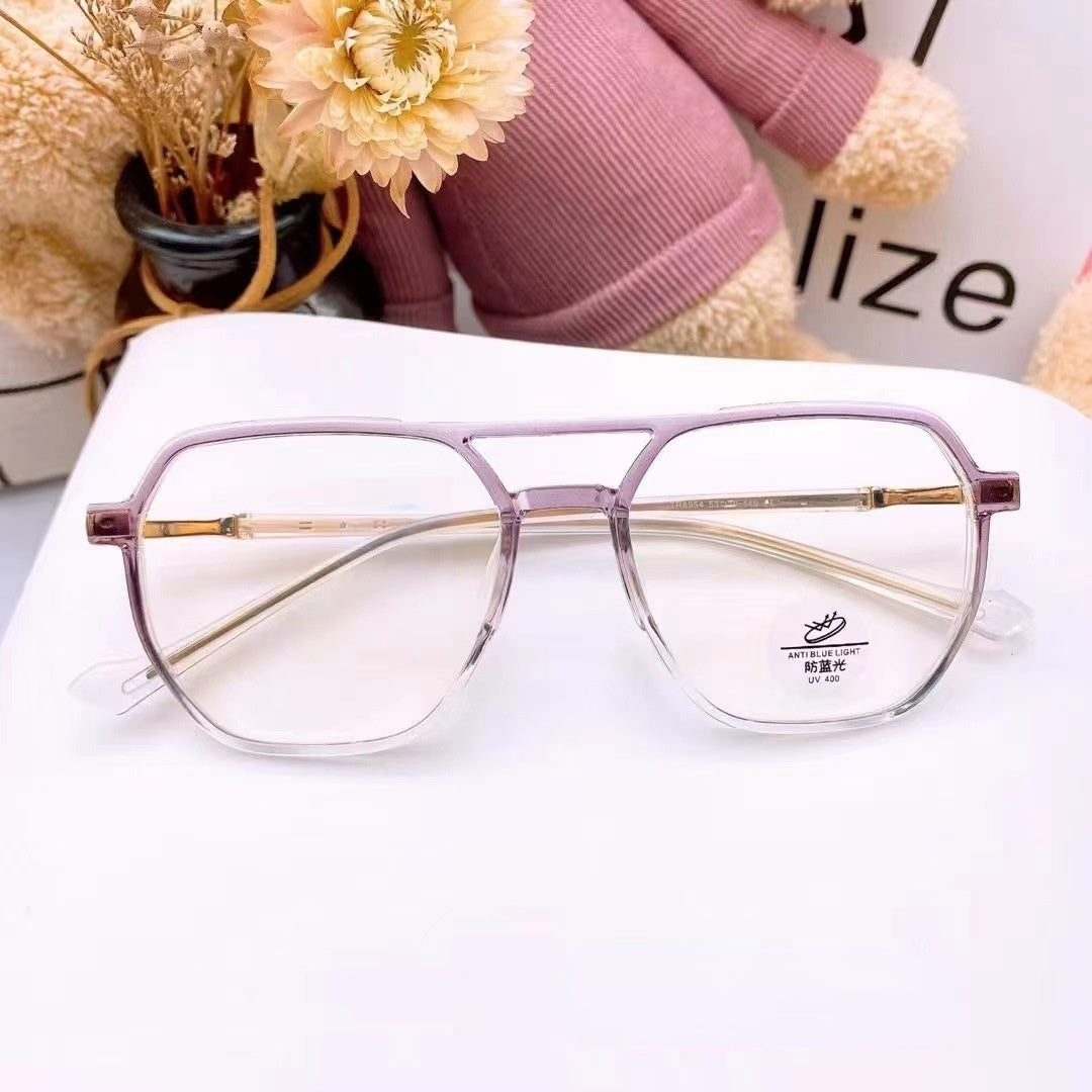 Fashion Polygonal Glasses Frame Women Men Anti Blue Light Eyewear Optical Spectacle Goggles Double Bridge Eyeglass