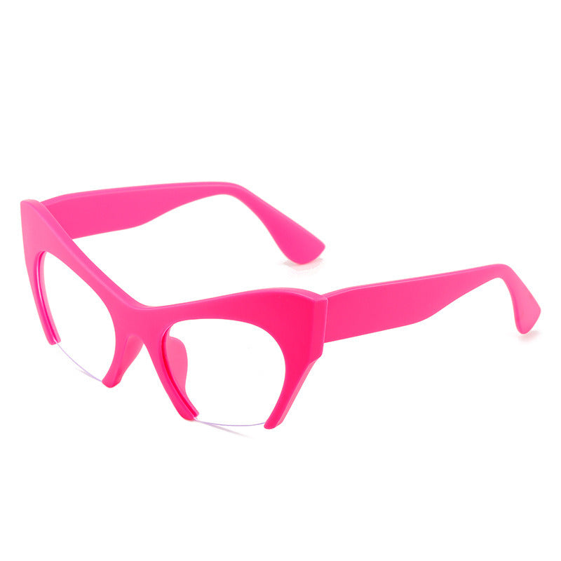 Fashion Cat Eye Glasses Frame Women Men Leopard Semi Rimless Myopia Eyewear Optical Spectacle Goggles Eyeglass