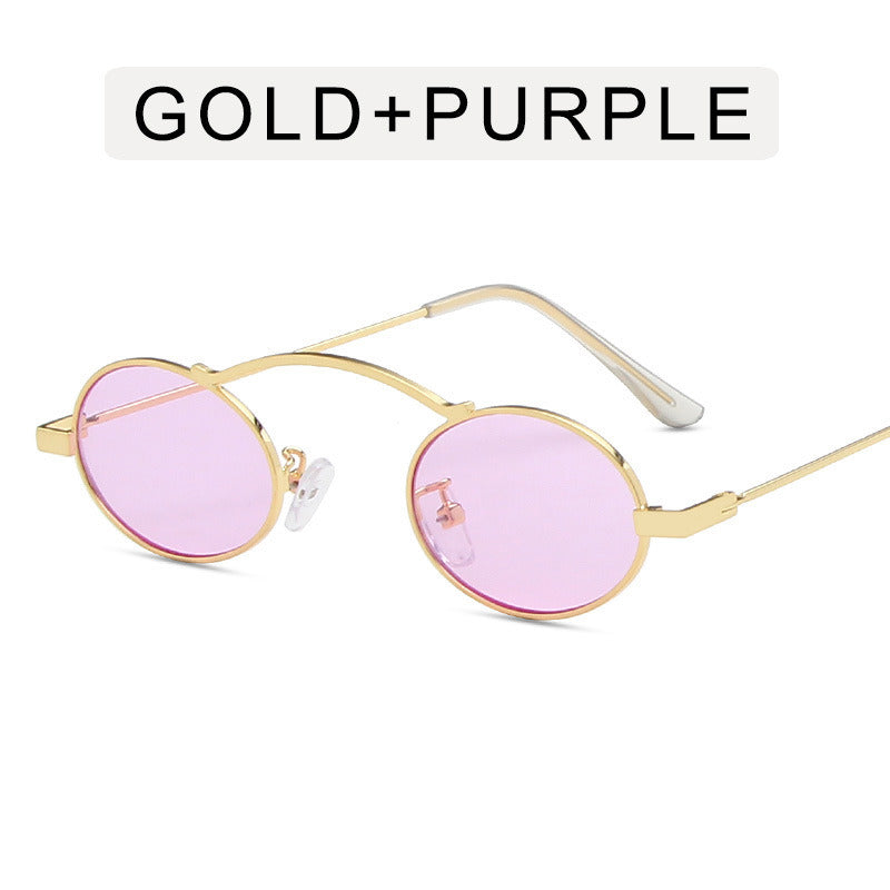 Fashion Oval Sunglasses Women Mental Glasses Retro Small Frame Sunglass Black Mental Eyewear UV400 Sun Glass Ocean Lenst Shades