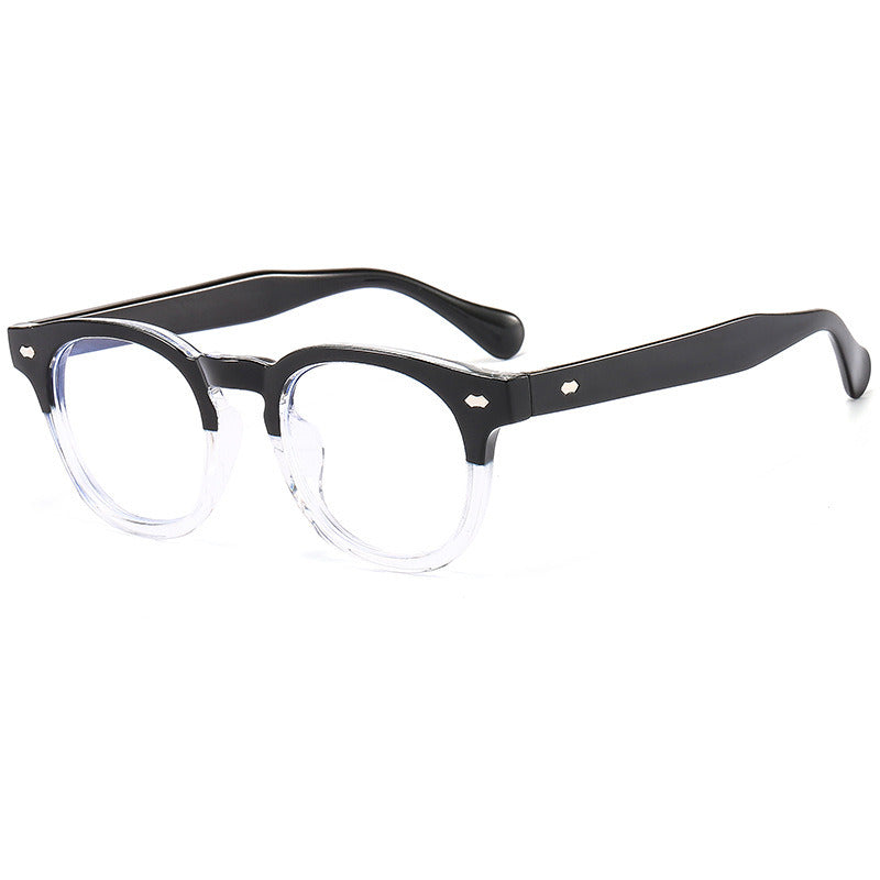 Fashion Round Blue Light Blocking Glasses Women Men Clear Lens Rivets Glasses Frame Optical Spectacle Goggles Female Eyeglass