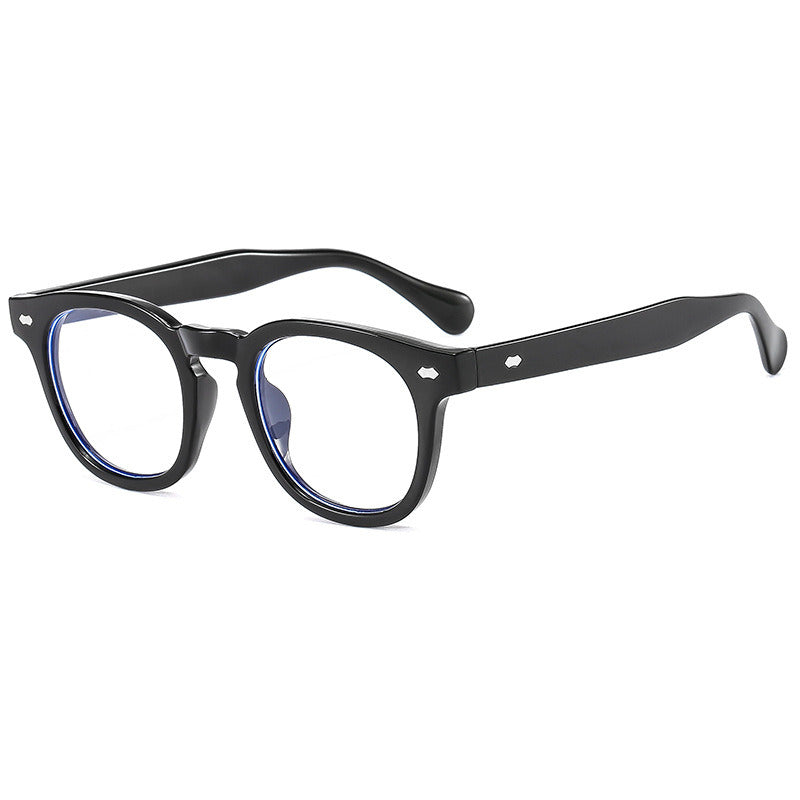 Fashion Round Blue Light Blocking Glasses Women Men Clear Lens Rivets Glasses Frame Optical Spectacle Goggles Female Eyeglass