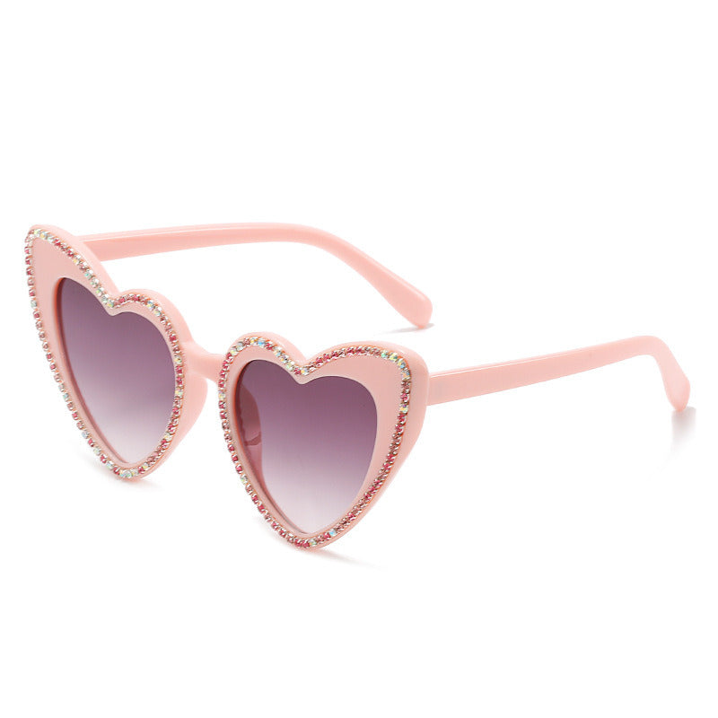 Fashion Heart Sunglasses Women Diamond Decoration Sunglass Vintage Female Brand Design Eyewear Gradient Shades UV400 Sun Glass