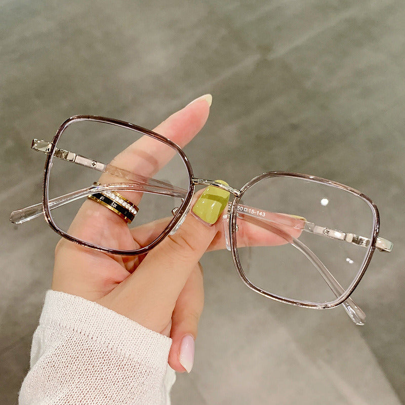 Fashion Suqre Women Optical Glasses Frame Retro Anti Blue Light Eyewear Men Double Color Eyeglasses Frame