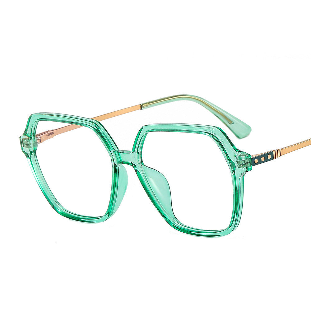 Optical Polygonal Glasses Frame Women Men Square Oversized Eyeglasses Frames Metal Spectacles Clear Lenses Glasses