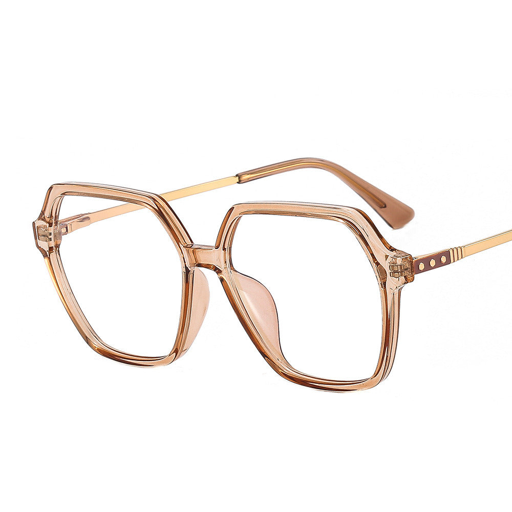 Optical Polygonal Glasses Frame Women Men Square Oversized Eyeglasses Frames Metal Spectacles Clear Lenses Glasses