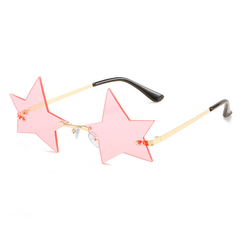 Personality Star Sunglasses Women Rimless Glasses Retro Sunglass Men Ocean Lens Eyewear UV400 Sun Glass Black Mirror Shades