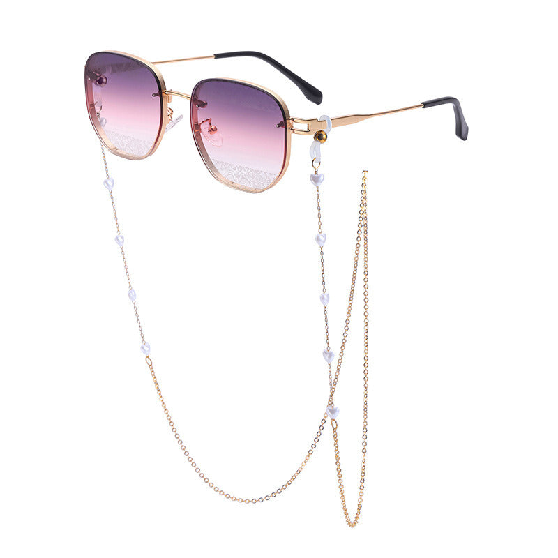 Fashion Square Sunglasses Women Mental Glasses Retro Sunglass Female Luxury Designer Eyewear UV400 Sun Glass Shades with Chain