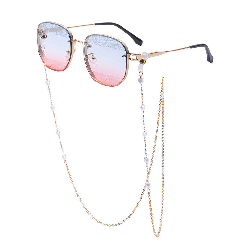 Fashion Square Sunglasses Women Mental Glasses Retro Sunglass Female Luxury Designer Eyewear UV400 Sun Glass Shades with Chain