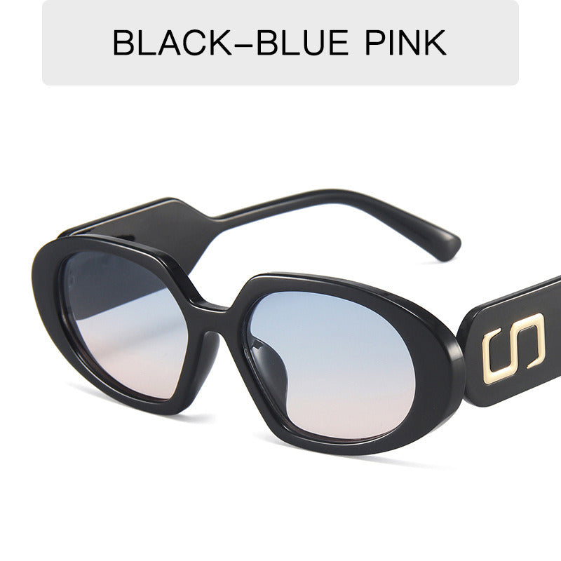 Fashion Oval Sunglasses Women Mental Decoration Glasses Retro Sunglass Female Luxury Designer Eyewear UV400 Sun Glass Shades