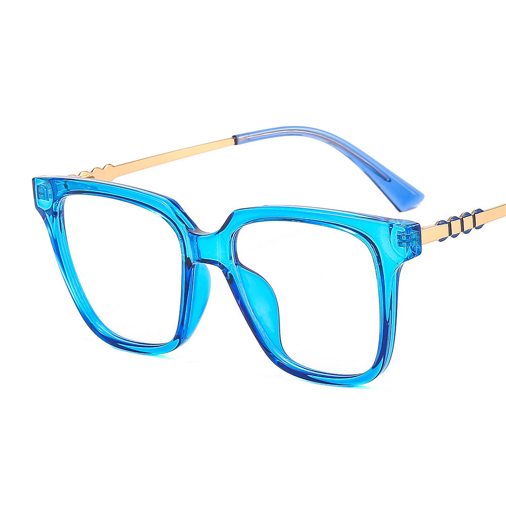 Fashion Anti Blue Light TR90 Square Women Glasses Frame Retro Spring Hinge Optical Blue Green Eyeglasses Frame