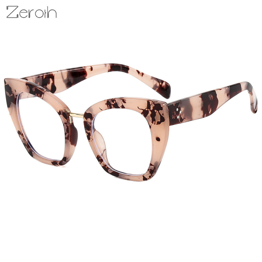 Fashion Cat Eye Glasses Frame Women Men Anti Blue Light Oversized Eyewear Optical Spectacle Goggles Leopard Eyeglass