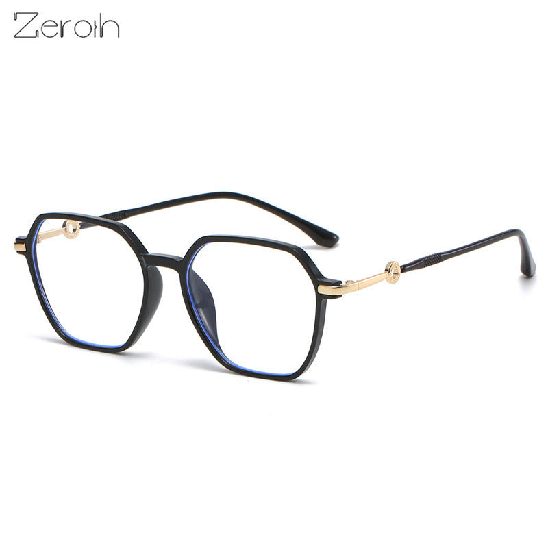 Fashion Polygonal Glasses Frame Women Men Anti Blue Light Mental Eyewear Optical Spectacle Double Color Goggles Eyeglass