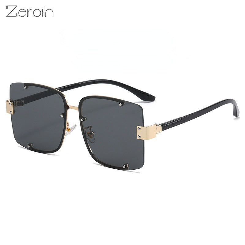 Fashion Square Sunglasses Women Rimless Oversized Glasses Retro Sunglass Female Rivets Eyewear UV400 Sun Glass Gradient Shades