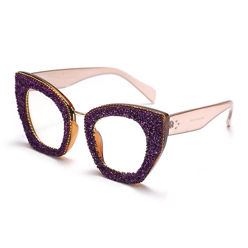 Fashion Cat Eye Glasses Frame Women Anti Blue Light Eyewear Optical Spectacle Female Rhinestones Goggles Eyeglass