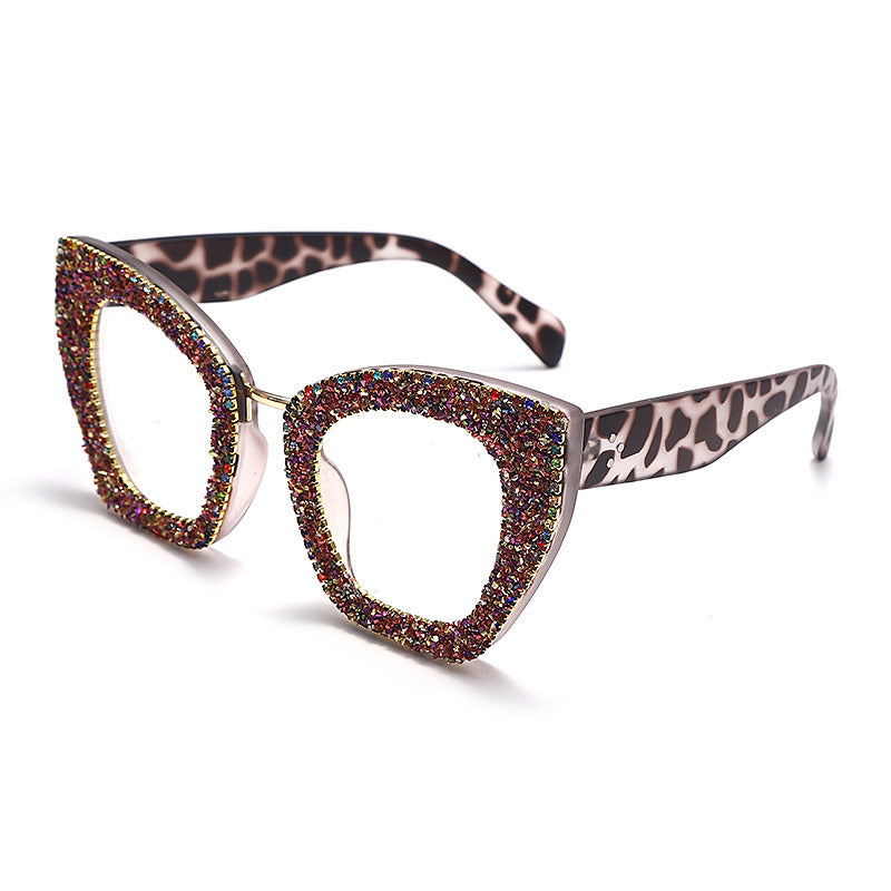 Fashion Cat Eye Glasses Frame Women Anti Blue Light Eyewear Optical Spectacle Female Rhinestones Goggles Eyeglass