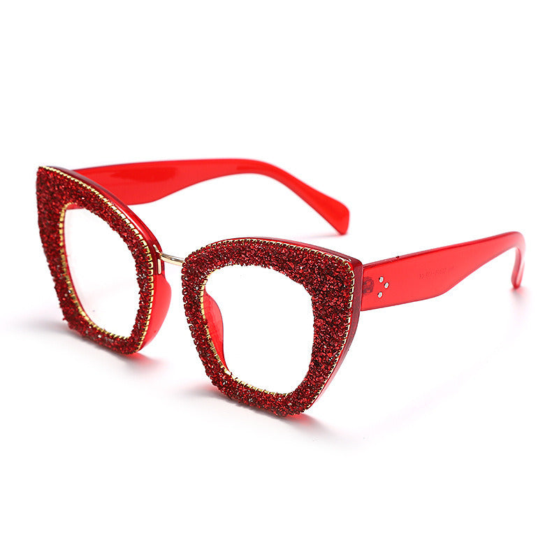 Fashion Cat Eye Glasses Frame Women Anti Blue Light Eyewear Optical Spectacle Female Rhinestones Goggles Eyeglass