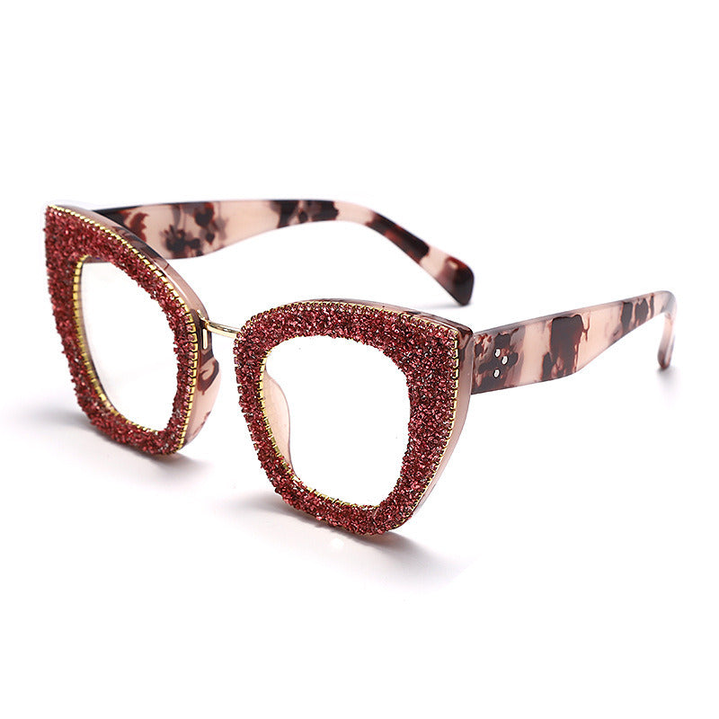 Fashion Cat Eye Glasses Frame Women Anti Blue Light Eyewear Optical Spectacle Female Rhinestones Goggles Eyeglass