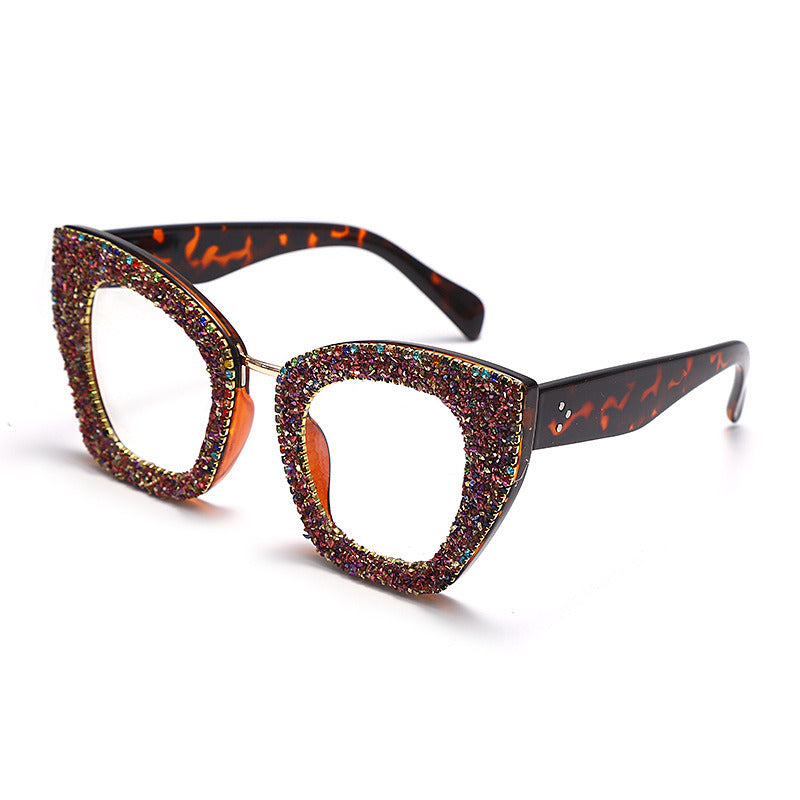 Fashion Cat Eye Glasses Frame Women Anti Blue Light Eyewear Optical Spectacle Female Rhinestones Goggles Eyeglass