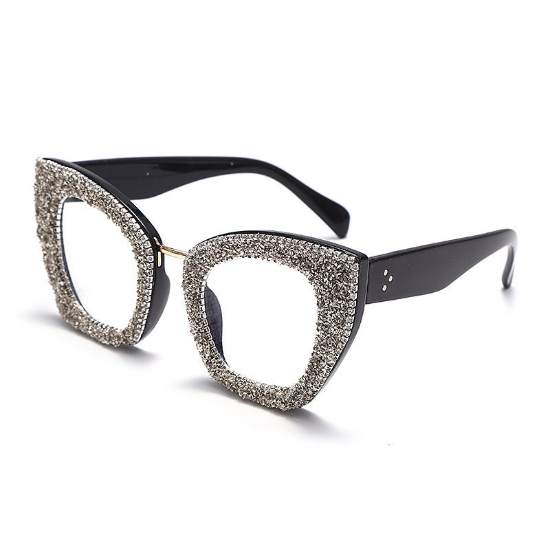 Fashion Cat Eye Glasses Frame Women Anti Blue Light Eyewear Optical Spectacle Female Rhinestones Goggles Eyeglass