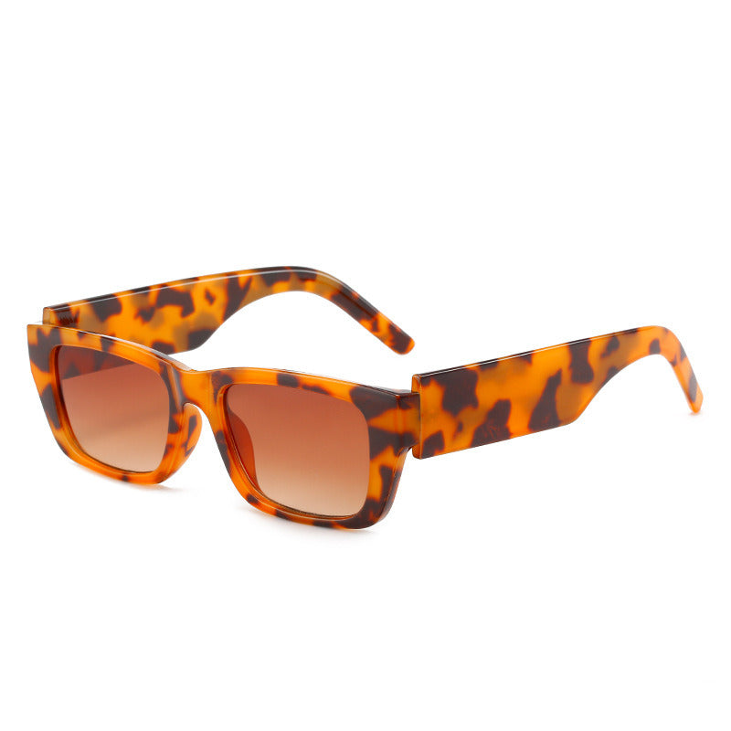 Fashion Rectangle Sunglasses Women Brown Glasses Retro Sunglass Men Luxury Brand Leopard Eyewear UV400 Sun Glass Gradient Shades