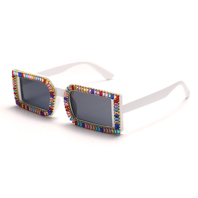 Fashion Rhinestones Square Sunglasses Women Glasses Retro Sunglass Female Luxury Designer Eyewear UV400 Sun Glass Brown Shades