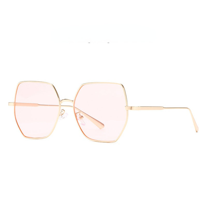 Fashion Polygonal Sunglasses Women Oversized Glasses Retro Mental Sunglass Female Outdoor Eyewear UV400 Sun Glass Ocean Shades