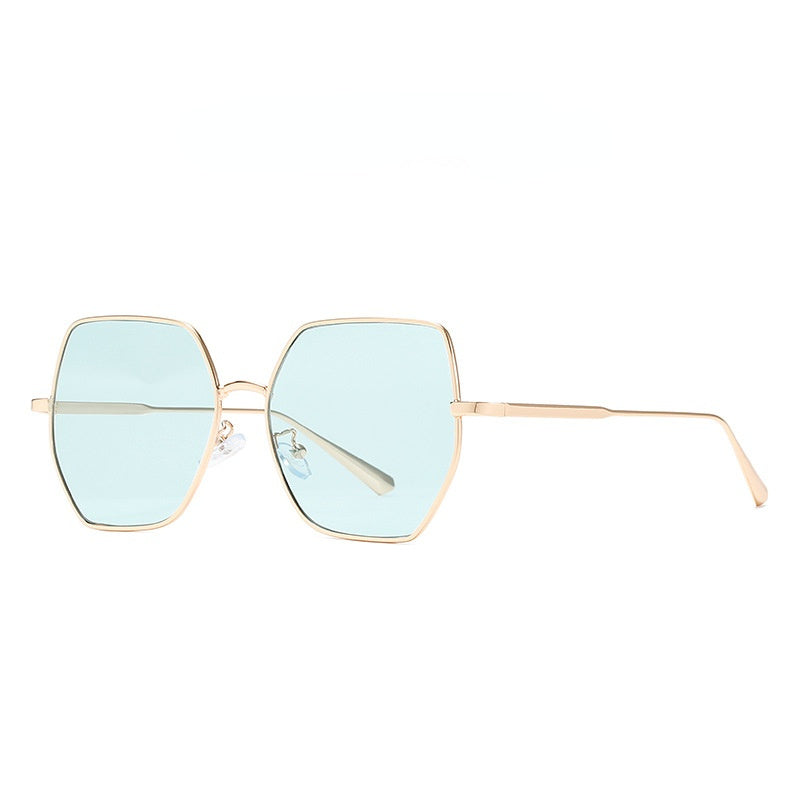 Fashion Polygonal Sunglasses Women Oversized Glasses Retro Mental Sunglass Female Outdoor Eyewear UV400 Sun Glass Ocean Shades