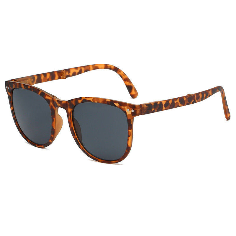 Fashion Foldable Square Sunglasses Women Leopard Glasses Retro Sunglass Men Ocean Lens Eyewear UV400 Sun Glass Brown Shades