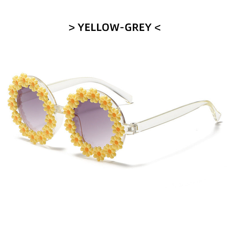 New daisy shape cute flower children's mirror retro round beach sunglasses fashion sunglasses