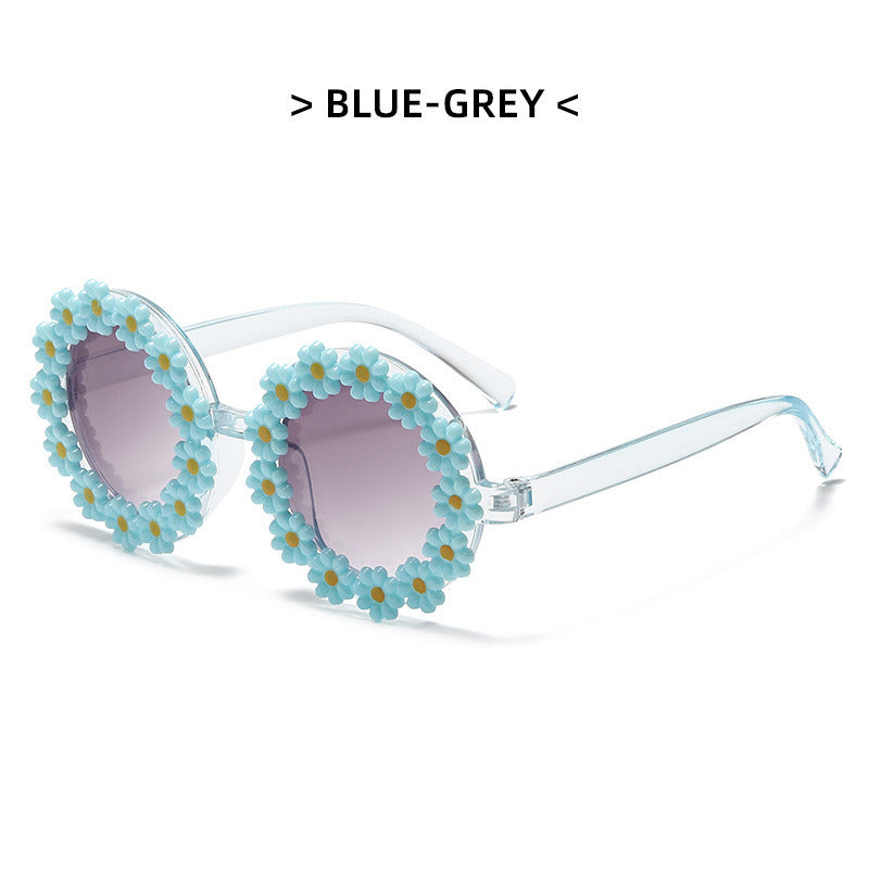 New daisy shape cute flower children's mirror retro round beach sunglasses fashion sunglasses