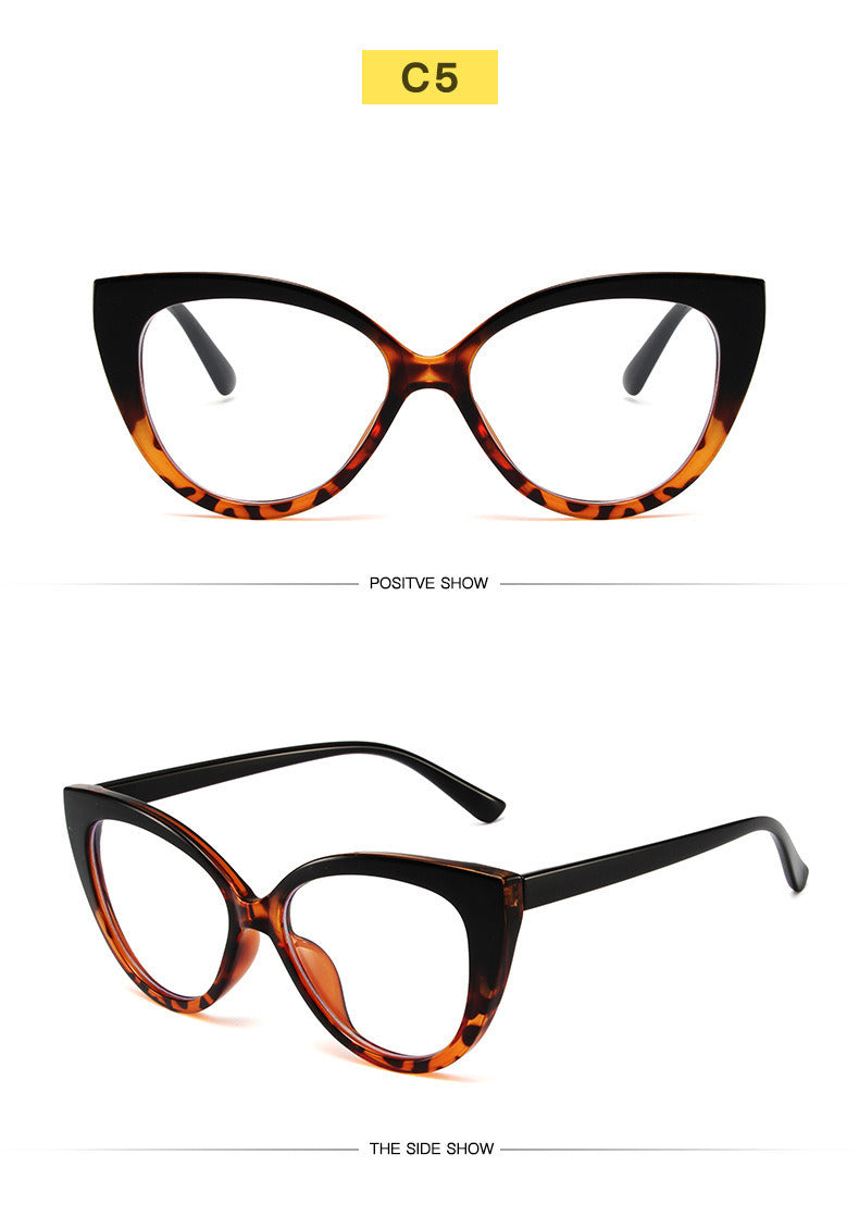 Fashion cat eye TR anti-blue light glasses trend stitching color glasses frame simple and comfortable flat mirror