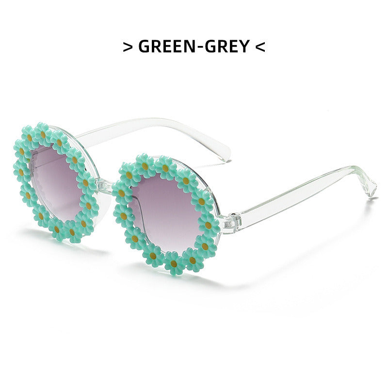 New daisy shape cute flower children's mirror retro round beach sunglasses fashion sunglasses