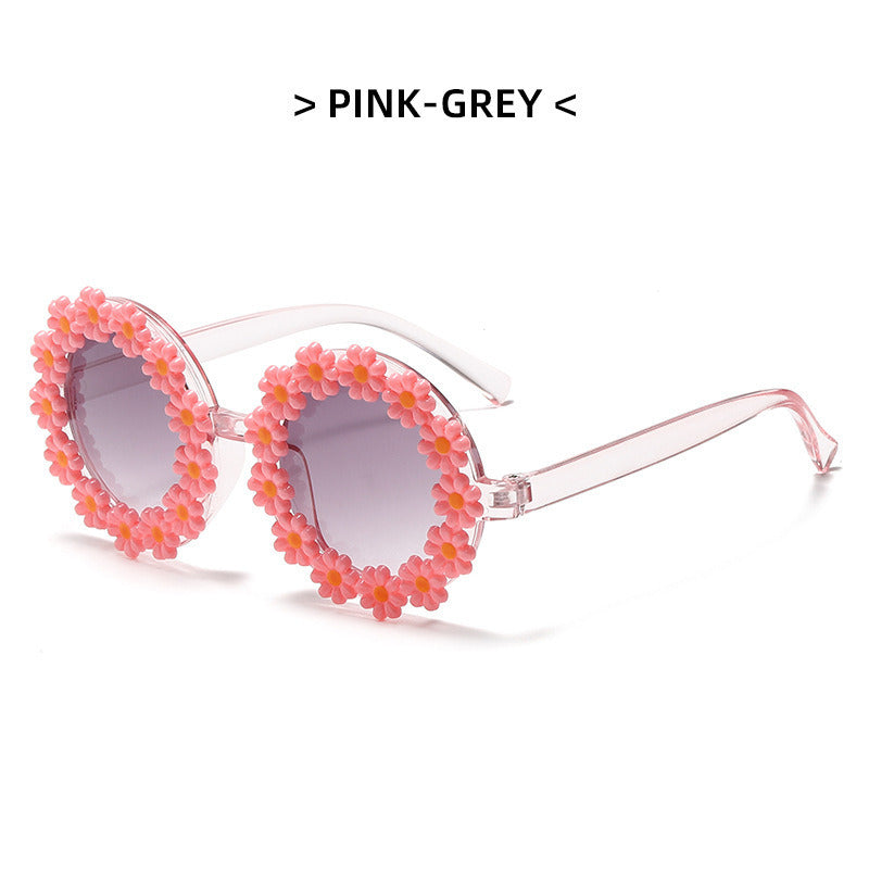 New daisy shape cute flower children's mirror retro round beach sunglasses fashion sunglasses