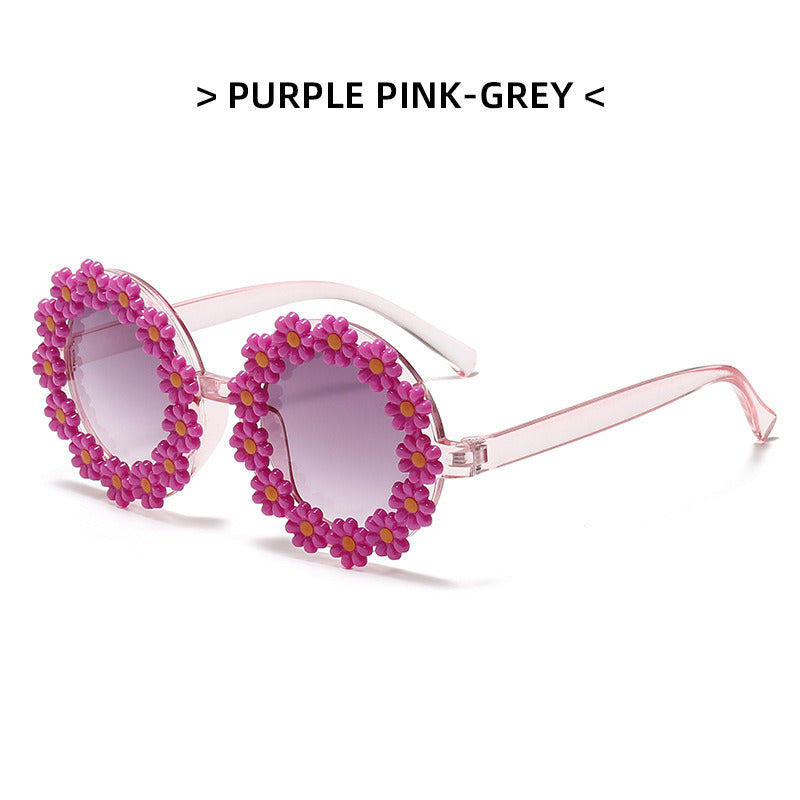 New daisy shape cute flower children's mirror retro round beach sunglasses fashion sunglasses