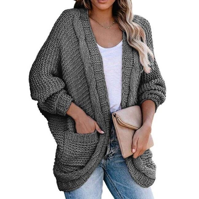 Twisted Rope Bat Sleeve Sweater Cardigan